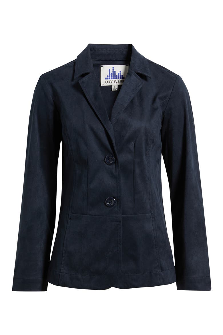Faux Suede Blazer, Alternate, color, MIDNIGHT