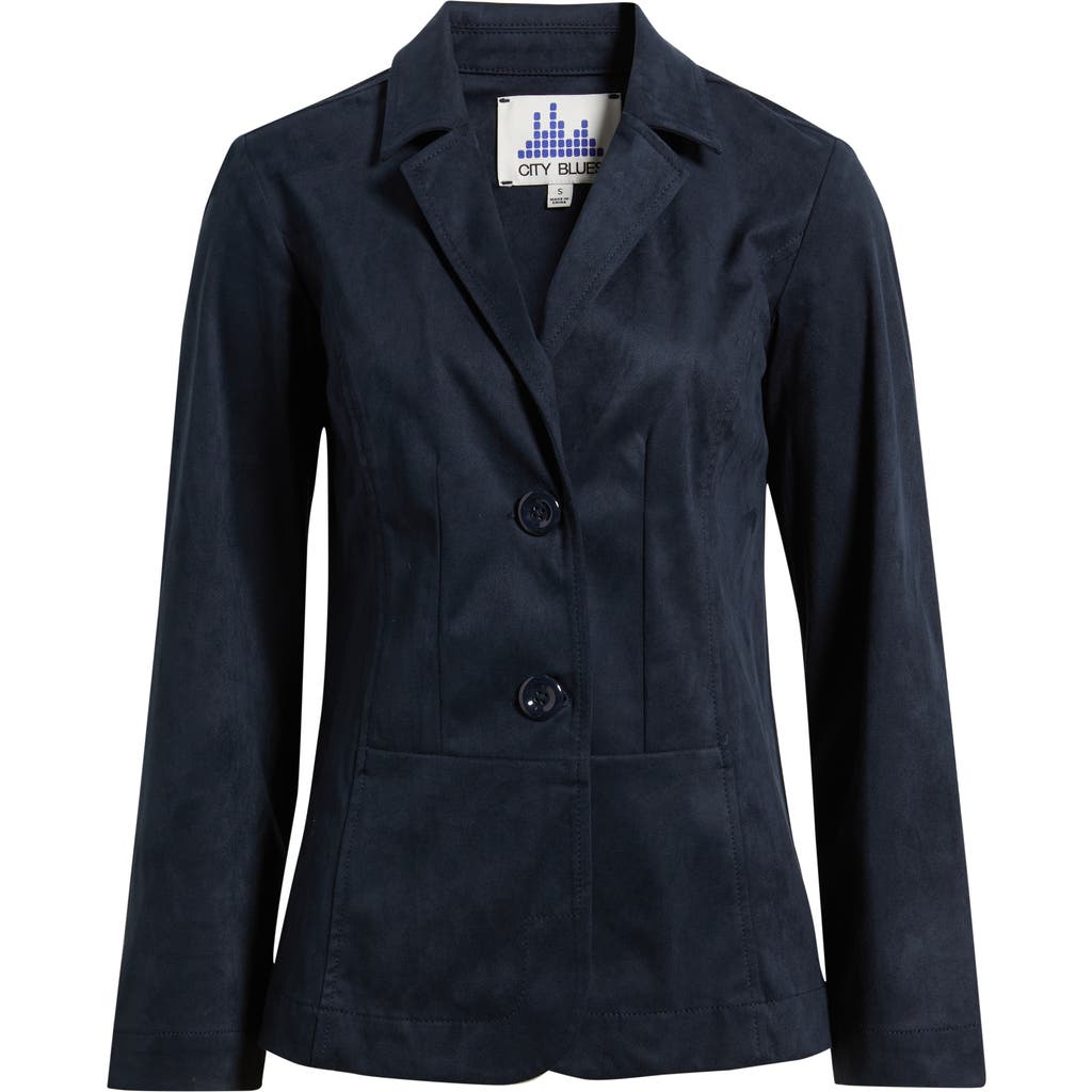 City Blues Faux Suede Blazer In Blue