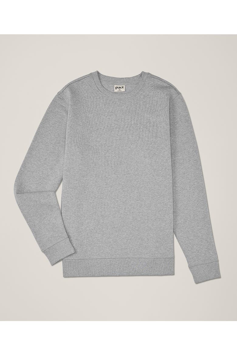Organic Cotton Cloud Brushed Fleece Crew Sweatshirt, Alternate, color, Heather Grey
