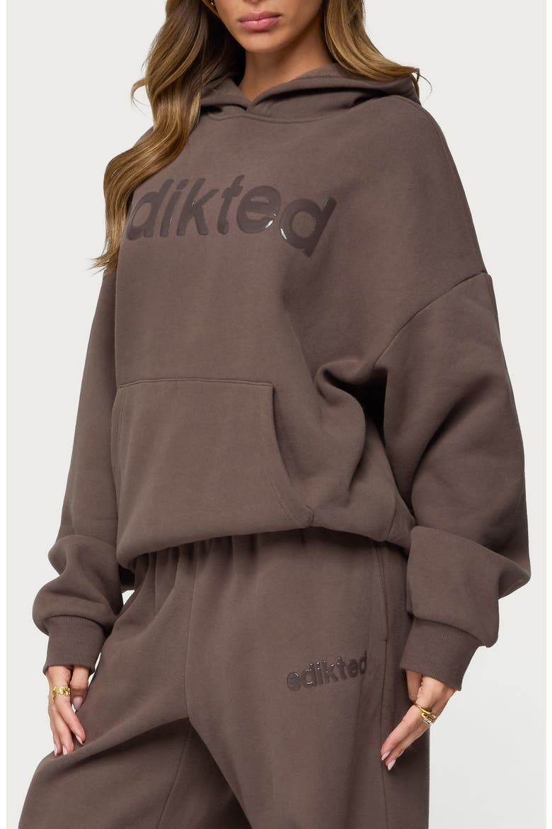 Be Edikted Logo Hoodie, Alternate, color, BROWN