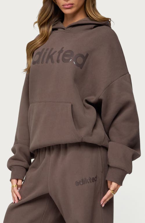 Edikted Be Logo Hoodie In Brown
