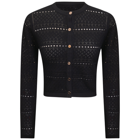 Cropped Crochet Button Front Cardigan