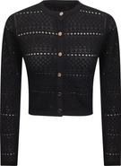 Milan Italy Cropped Crochet Button Front Cardigan