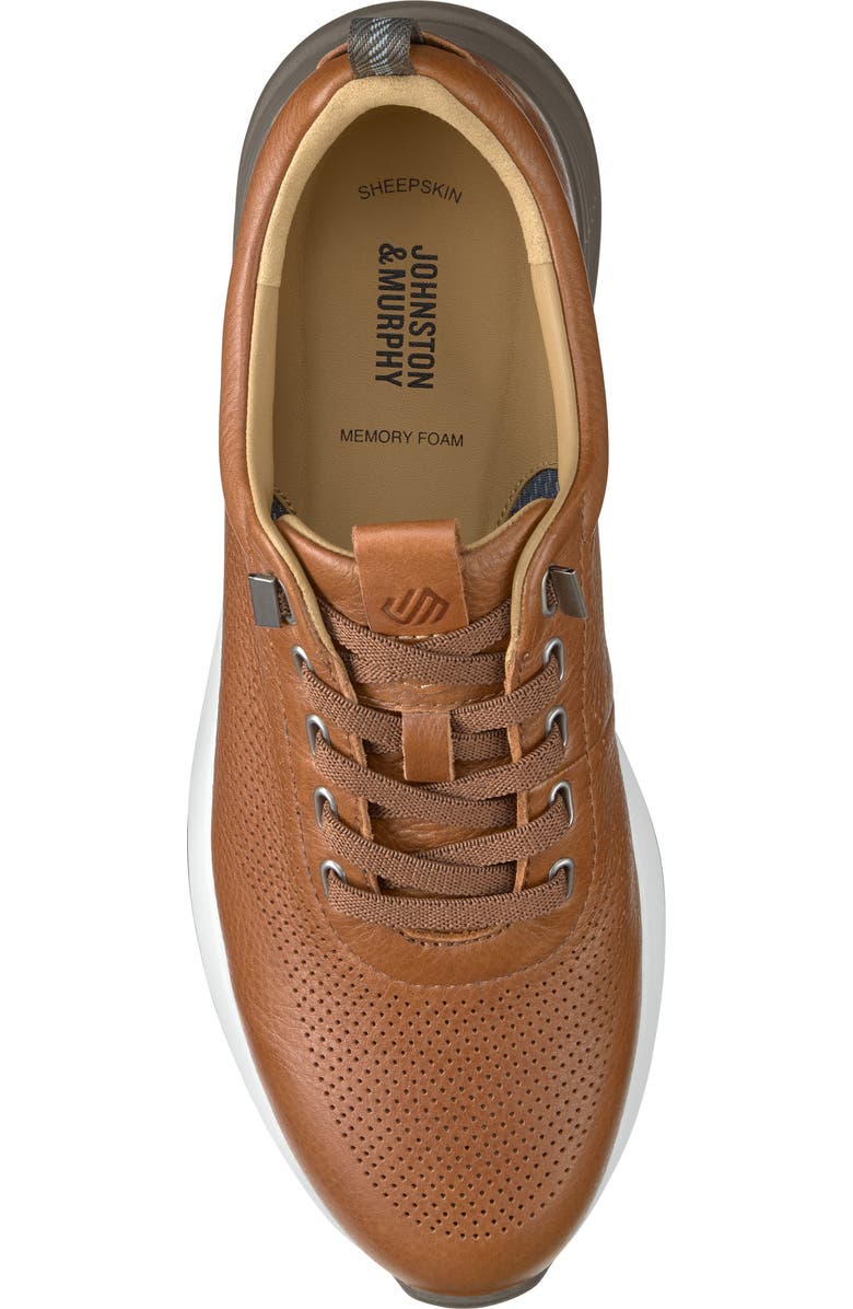 Johnston & Murphy Kinnon Perforated Leather Jogger Sneaker, Alternate, color, Dark Tan Full Grain