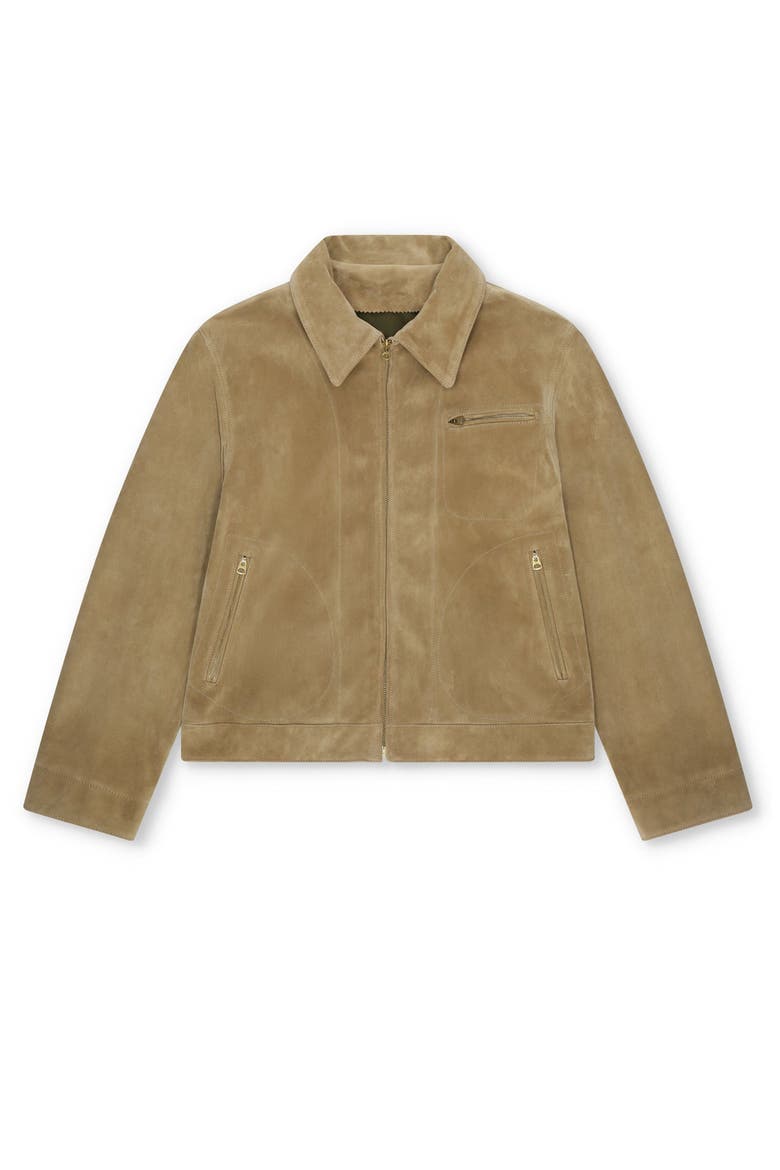 Rhode Suede Leather Jacket, Main, color, BEIGE