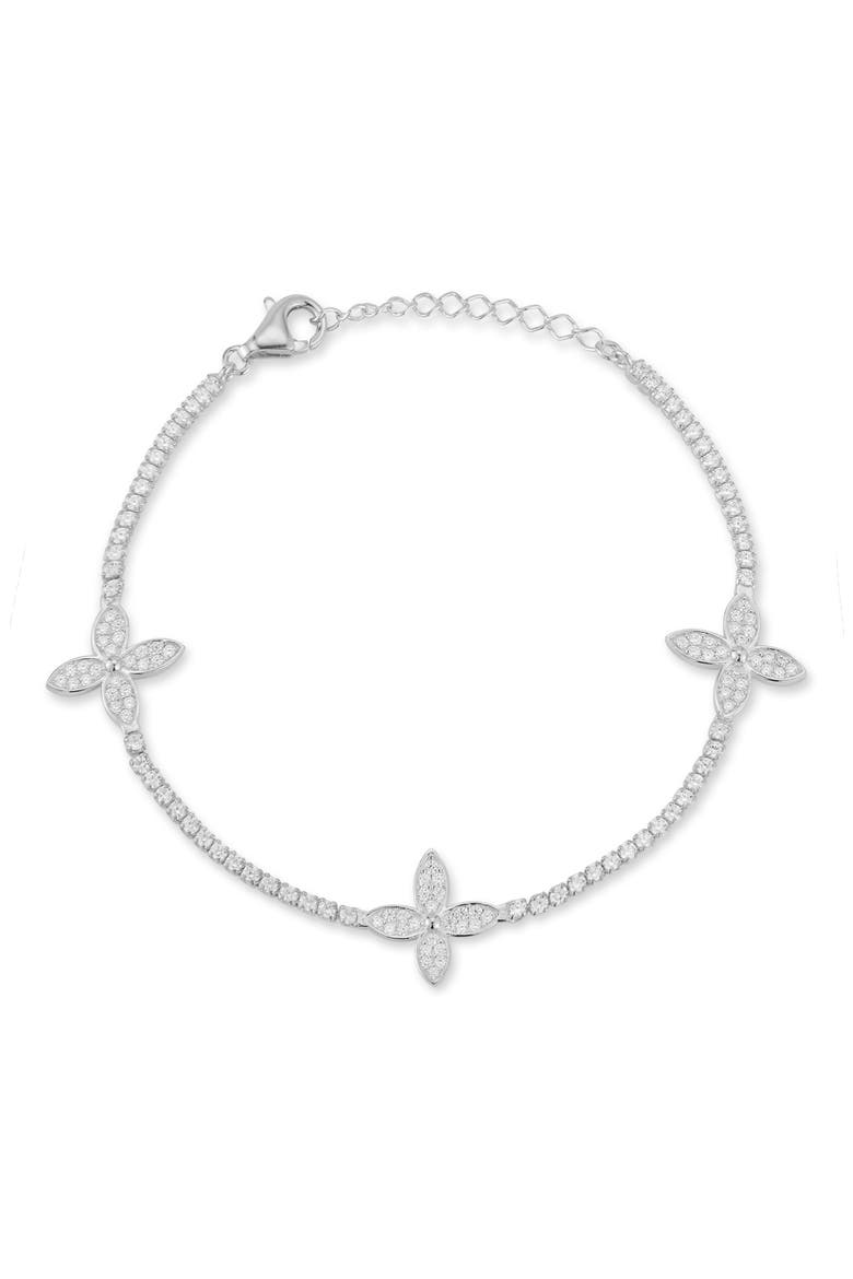 Flower Station CZ Tennis Bracelet, Main, color, SILVER