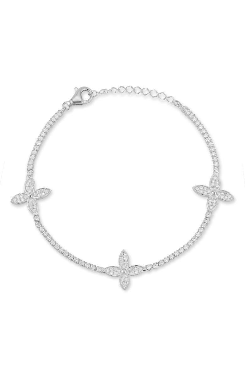 SPHERA MILANO Flower Station CZ Tennis Bracelet, Main, color, Silver