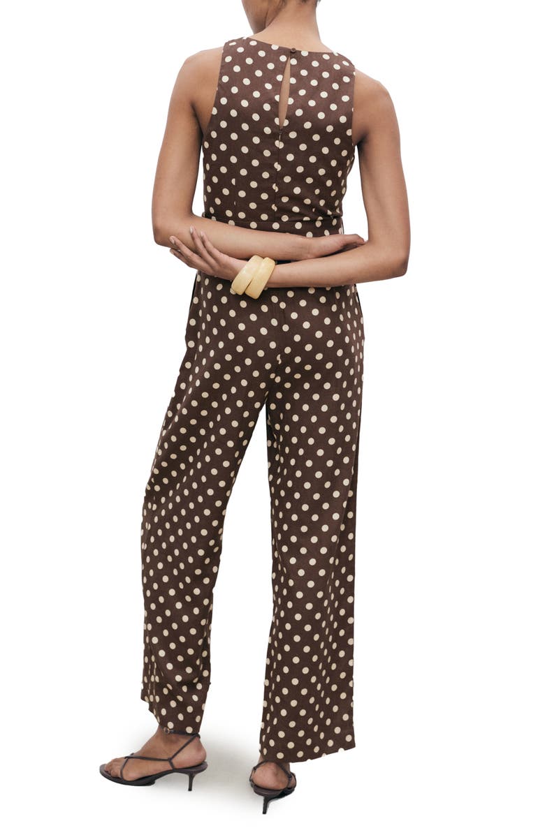 MANGO Belted Sleeveless Linen Blend Jumpsuit, Alternate, color, 