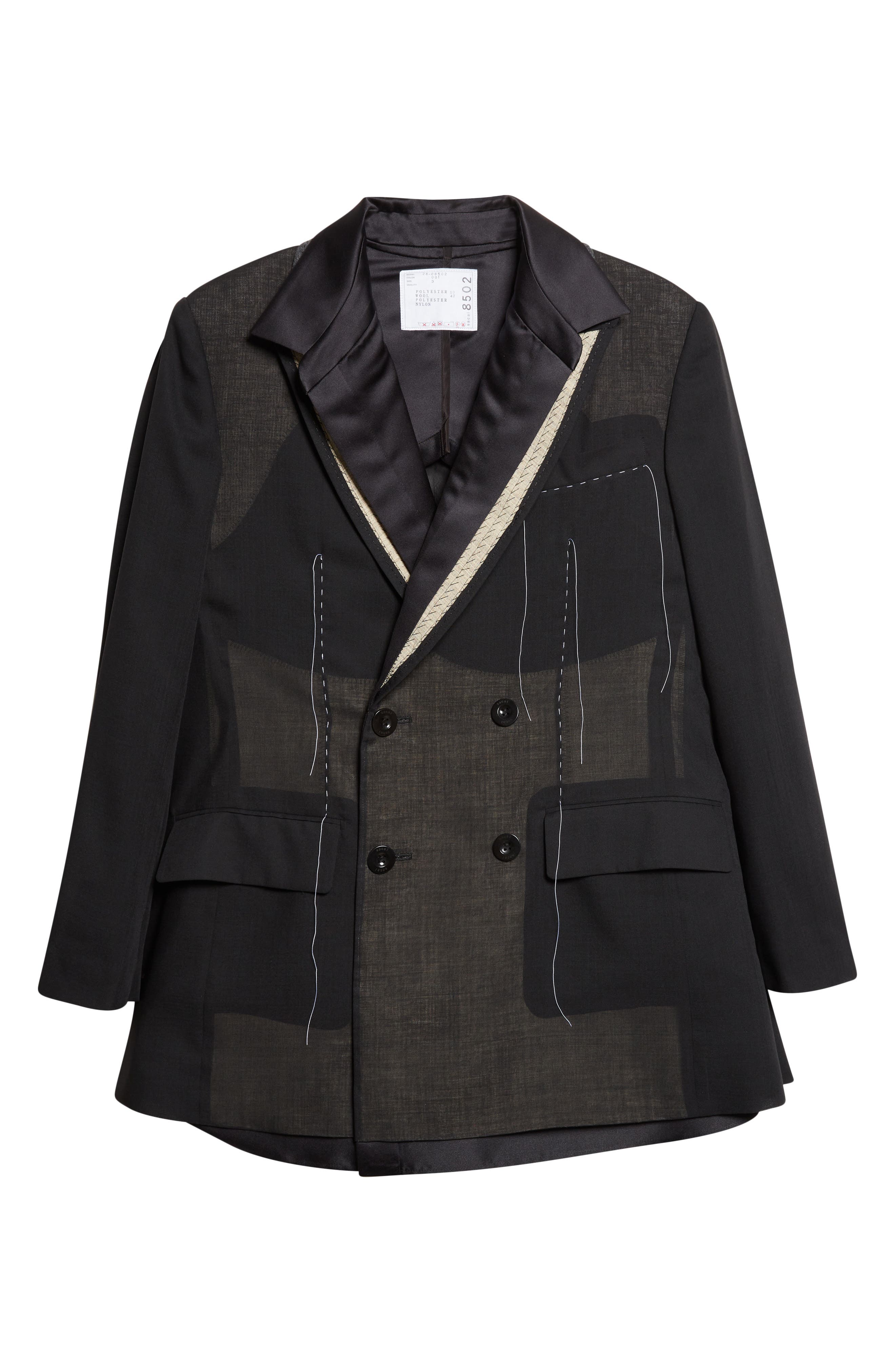 Mixed Media Suiting & Organza Jacket with Bib Inset
