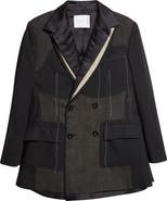 Sacai Mixed Media Suiting & Organza Jacket with Bib Inset