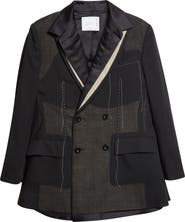 Sacai Mixed Media Suiting & Organza Jacket with Bib Inset