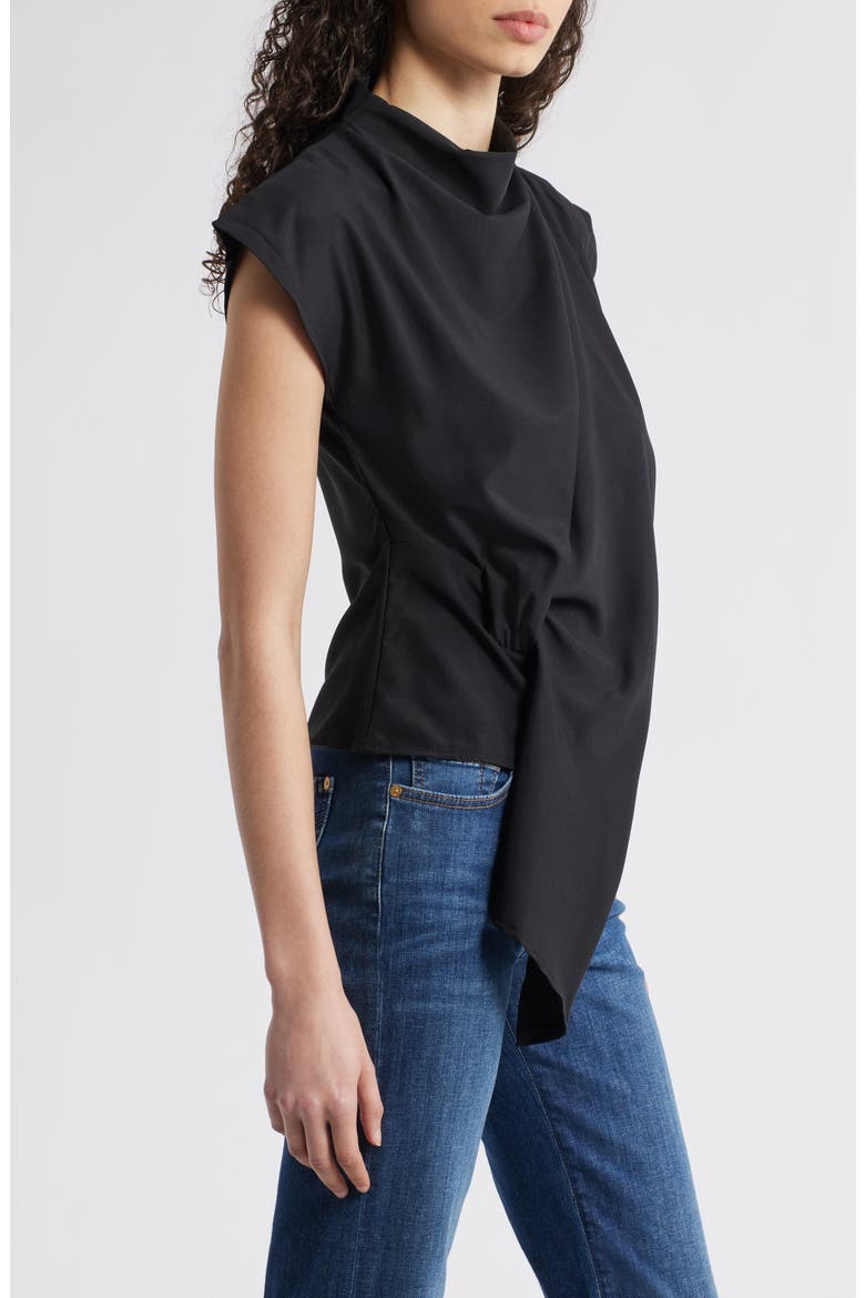Jade Asymmetric Drape Top, Alternate, color, BLACK