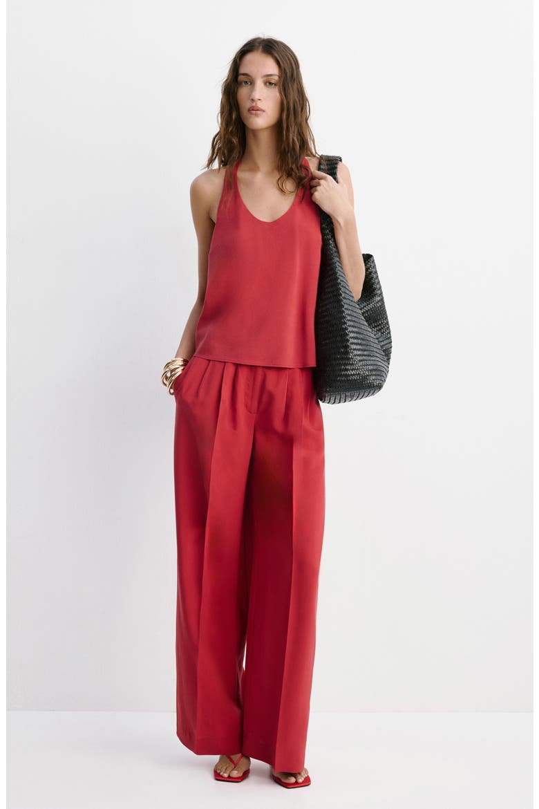 Pleated Wide Leg Pants, Alternate, color, RED