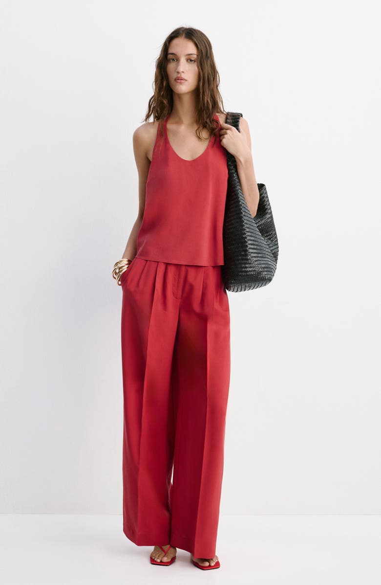 MANGO Pleated Wide Leg Pants, Alternate, color, 
