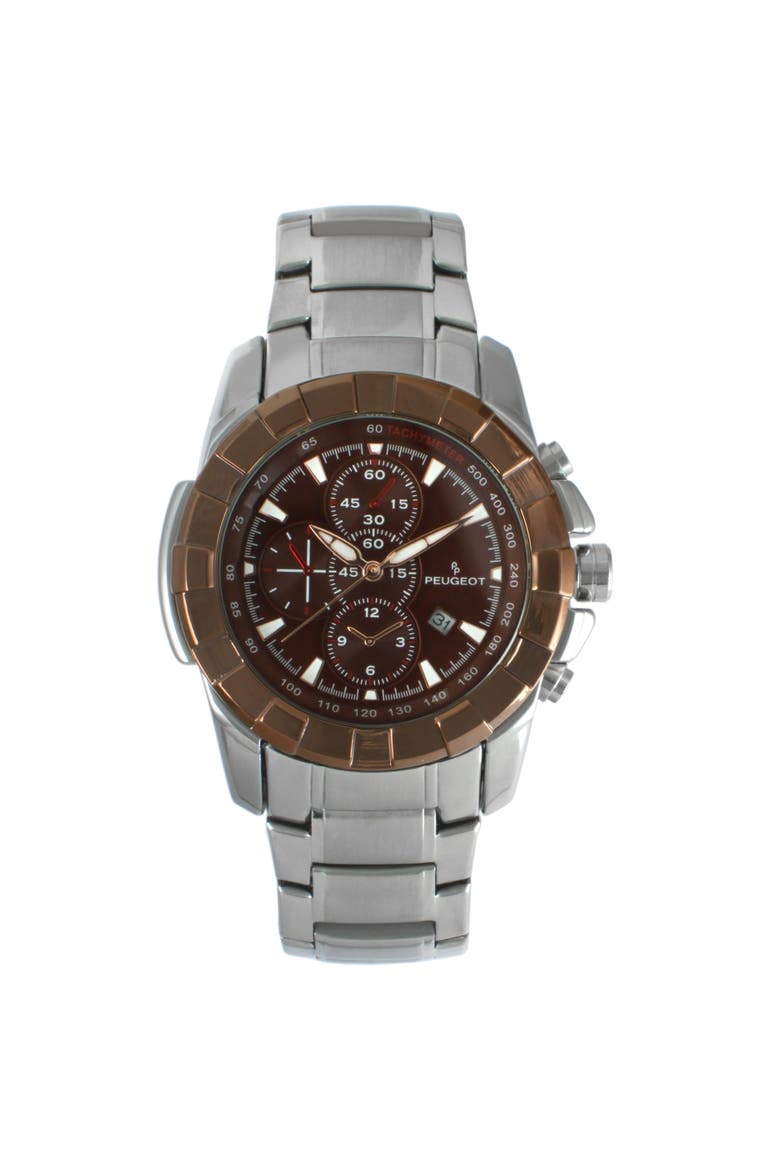 Decorative Chrono Sub-Dials Calendar Sports Watch - 47MM, Main, color, Brown