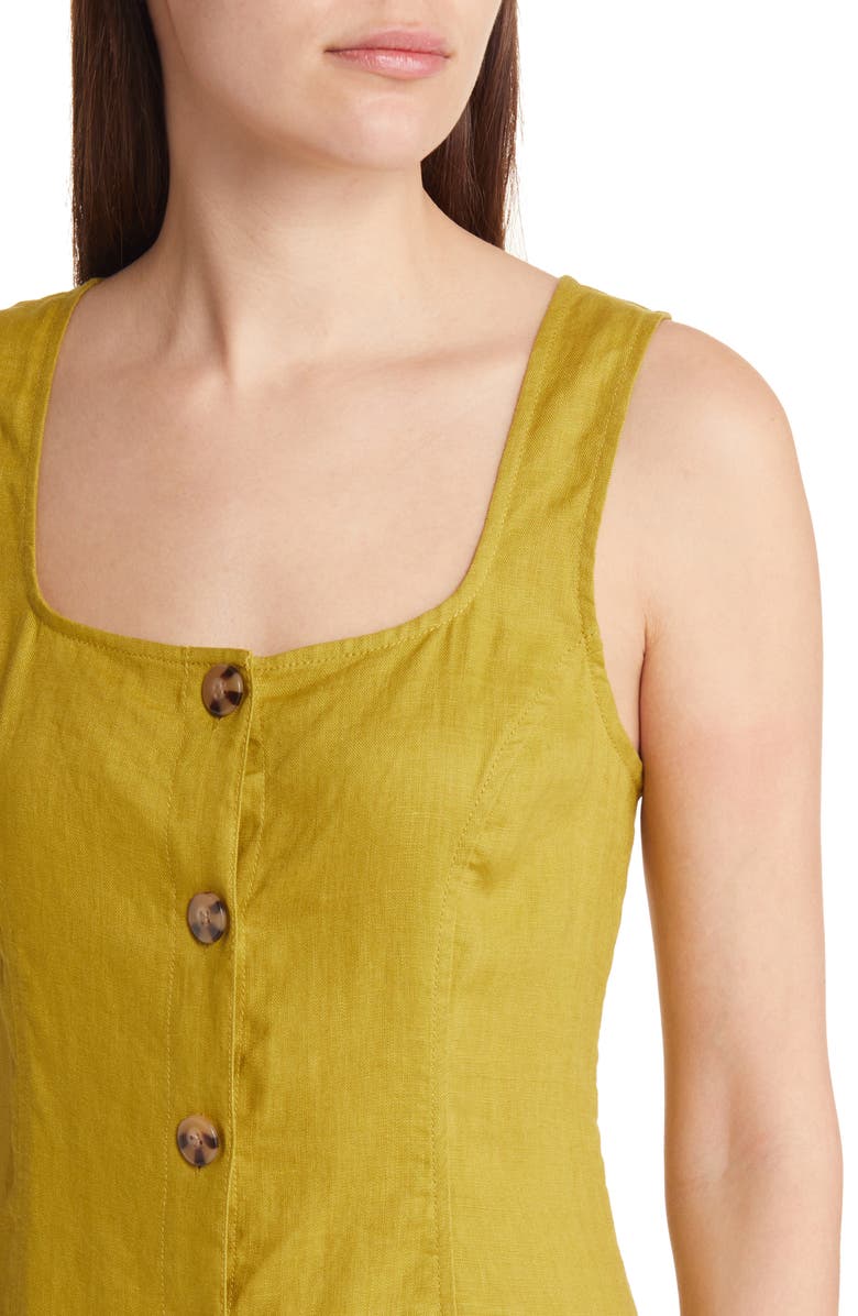 Madewell Button Front Linen Midi Dress, Alternate, color,