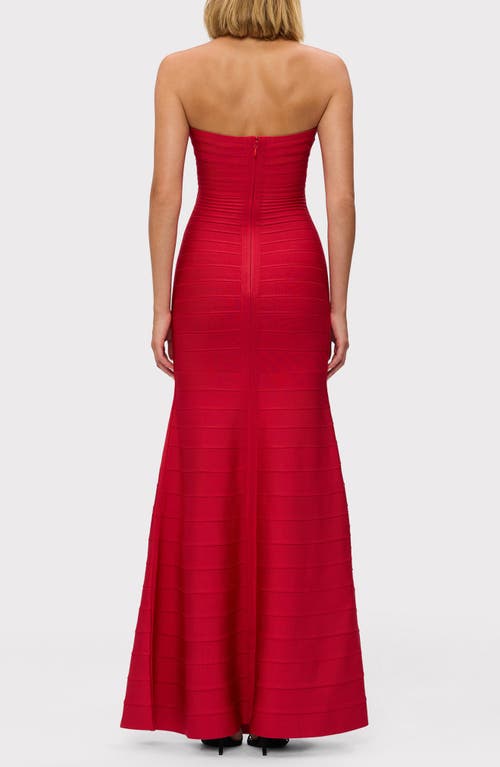 Herve Leger The Sara Strapless Mermaid Gown In Lipstick Red
