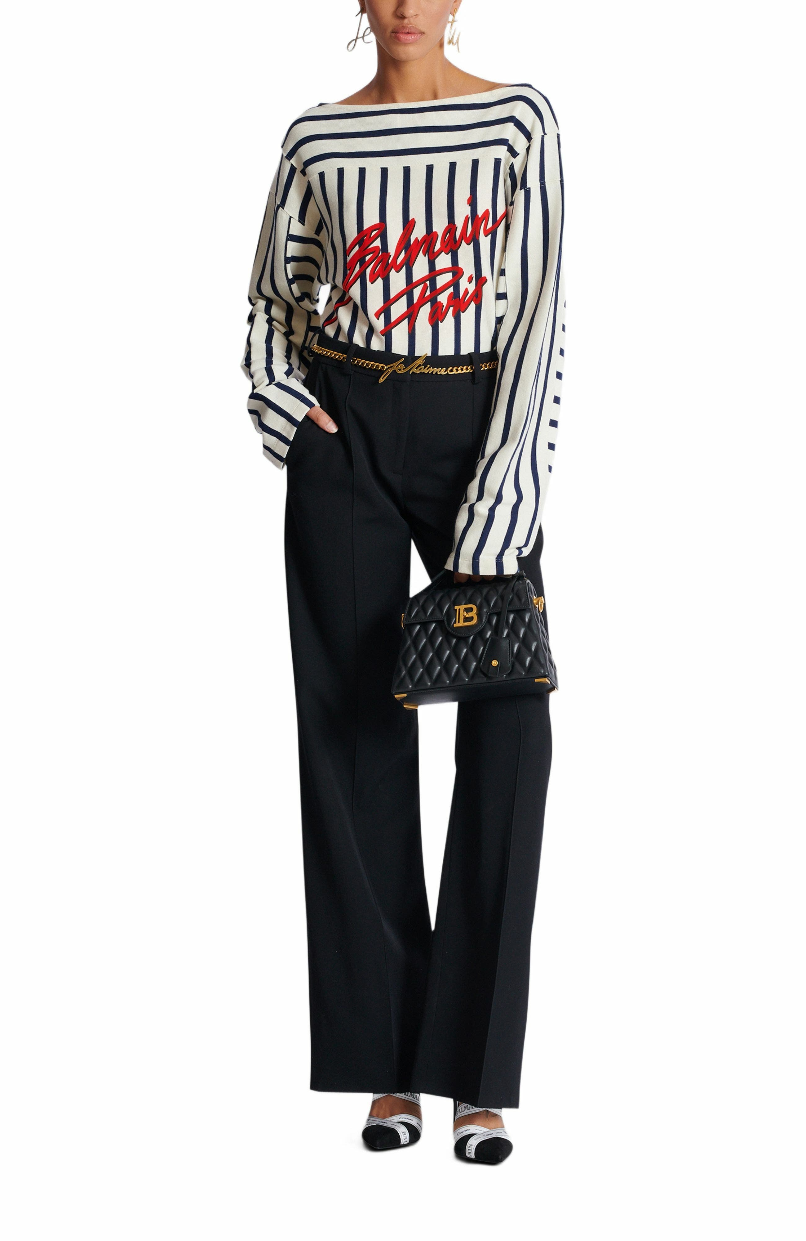 Balmain B-Buzz Dynasty Bag In Quilted Calfskin, Alternate, color, Black