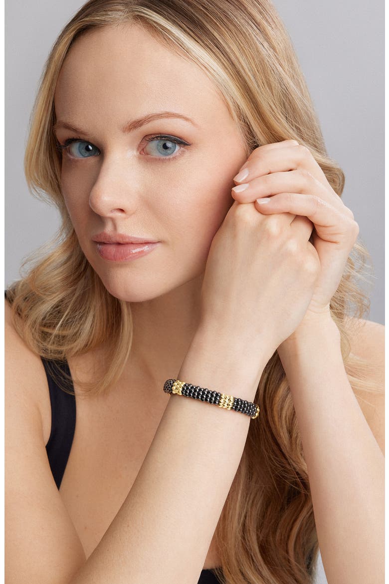 Gold & Black Caviar Station Bracelet, Alternate, color, GOLD