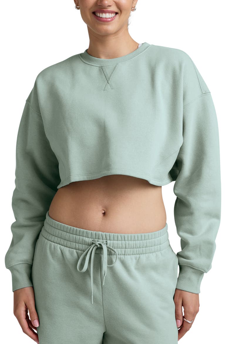 LuxeFleece Boxy Crop Sweatshirt, Main, color, PALE BLUE