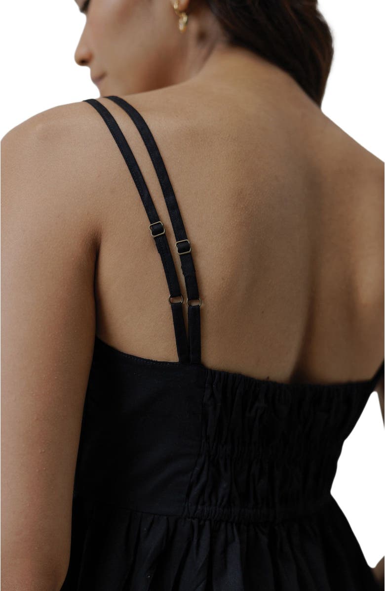 Reistor Strappy Gathered Midi Dress, Alternate, color, Black