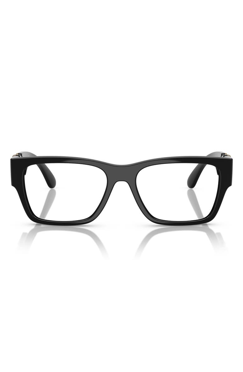 Versace 53mm Pillow Optical Glasses, Main, color, Shiny Black