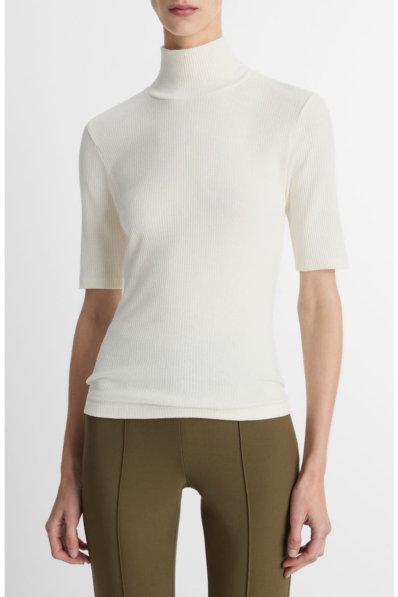 Rib Knit Turtleneck Top, Main, color, OFF WHITE