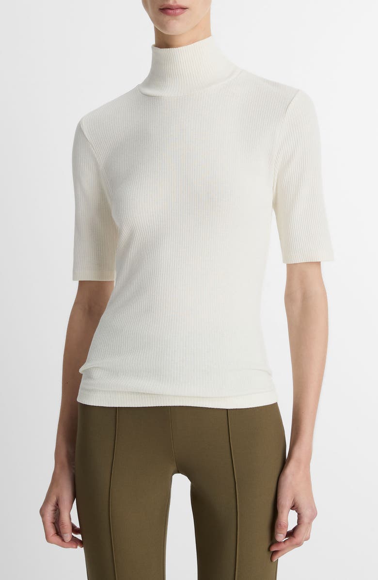 Vince Rib Knit Turtleneck Top, Main, color, Off White