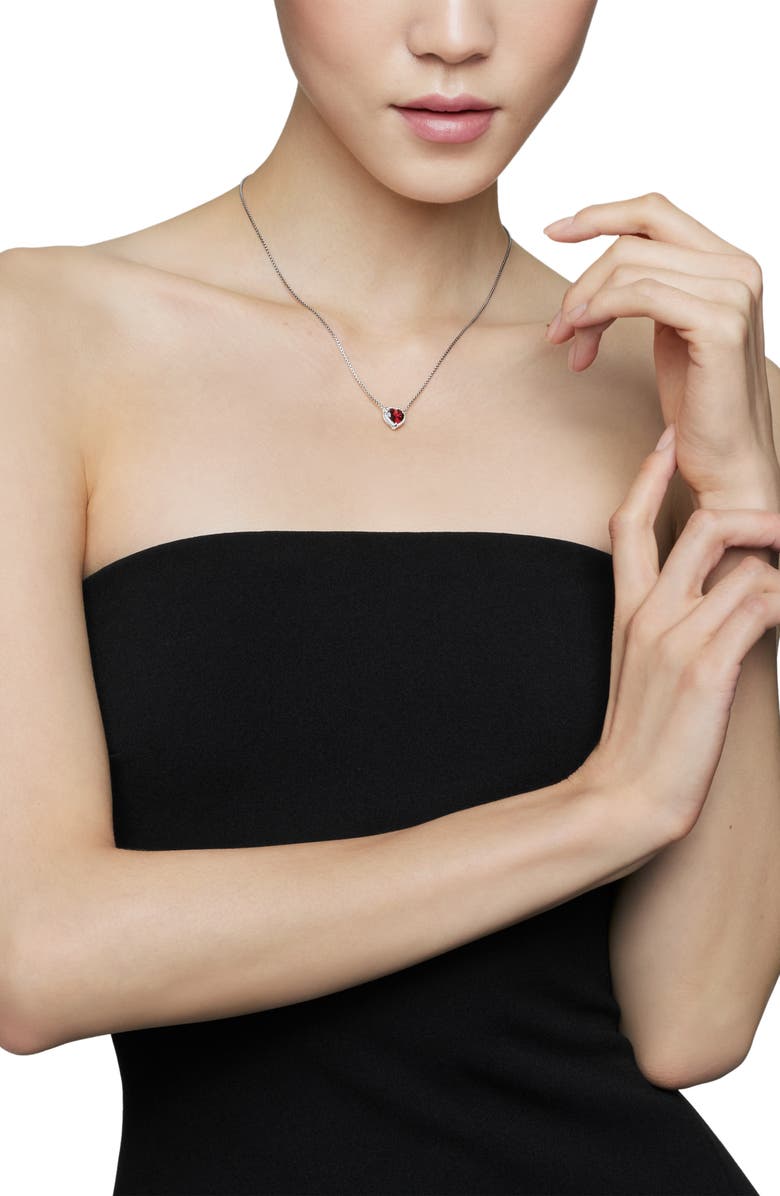 David Yurman Chatelaine<sup>®</sup> Heart Pendant Necklace in Sterling Silver with Garnet and Pavé Diamonds, Alternate, color, 