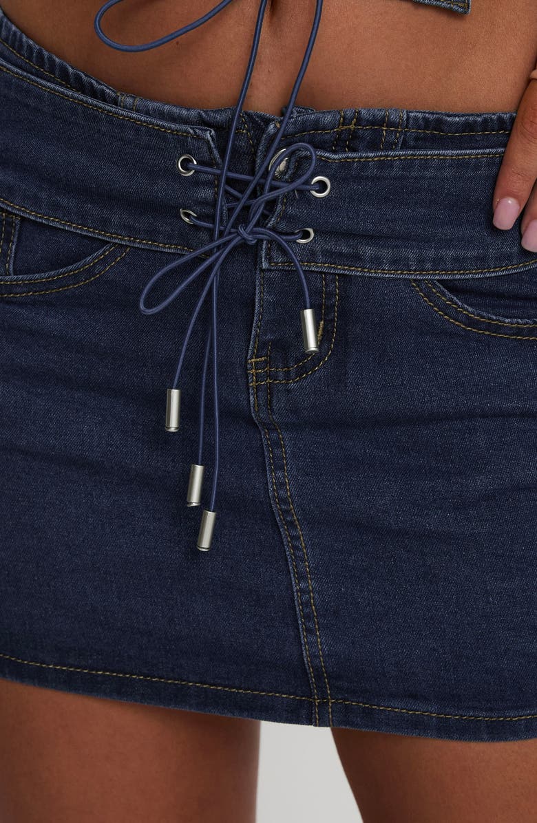 Princess Polly Popular Low Rise Denim Miniskirt, Alternate, color, Blue