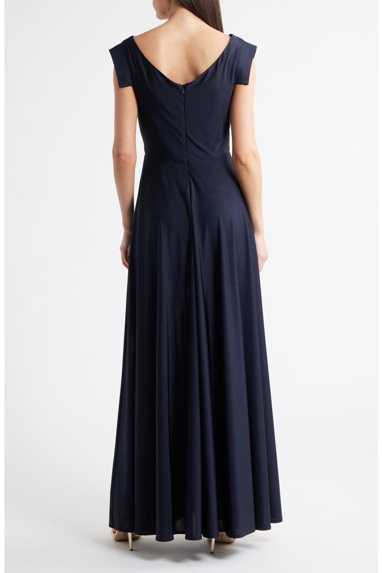 Jackie O Satin Gown, Alternate, color, PACIFIC BLUE