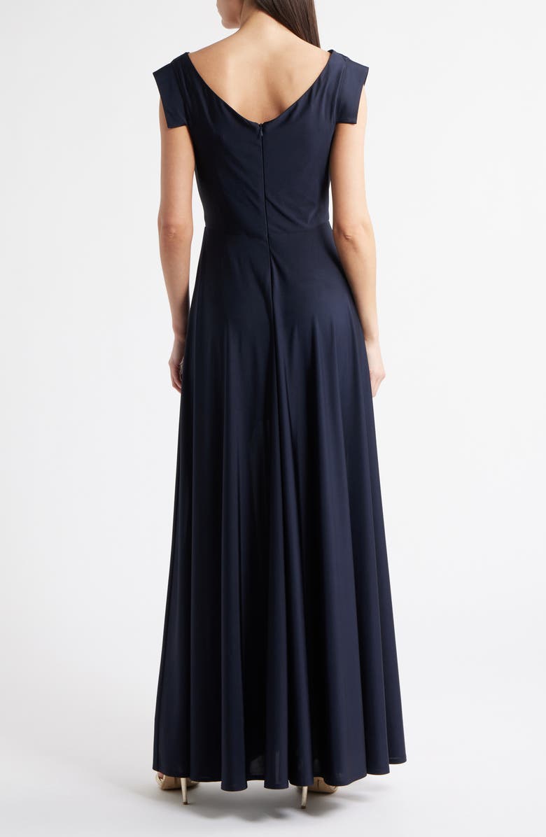 Black Halo Jackie O Satin Gown, Alternate, color, Pacific Blue