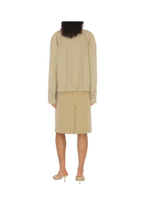 Shop Burberry Cotton Midi Skirt In Beige