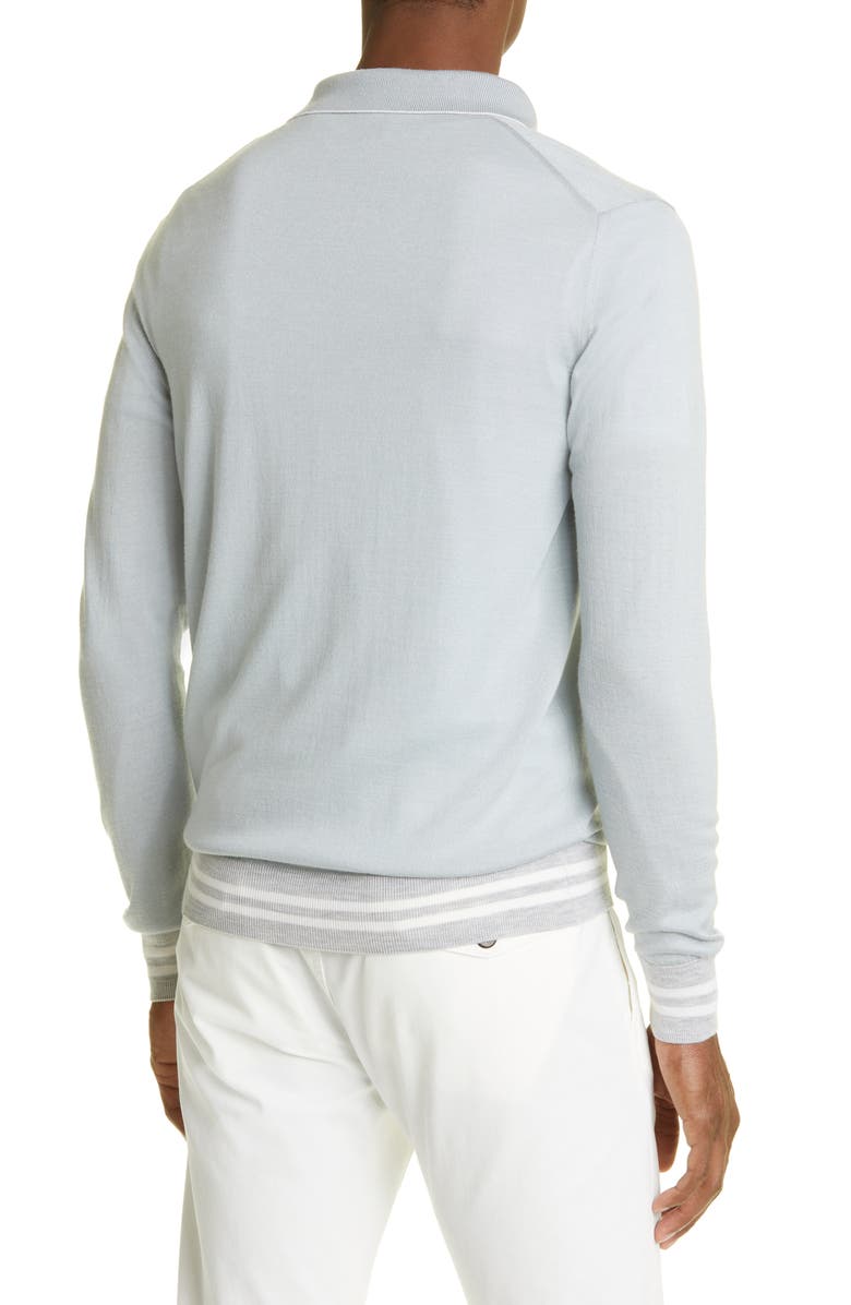 Eleventy Tipped Long Sleeve Merino Wool & Silk Zip Polo Sweater, Alternate, color, 