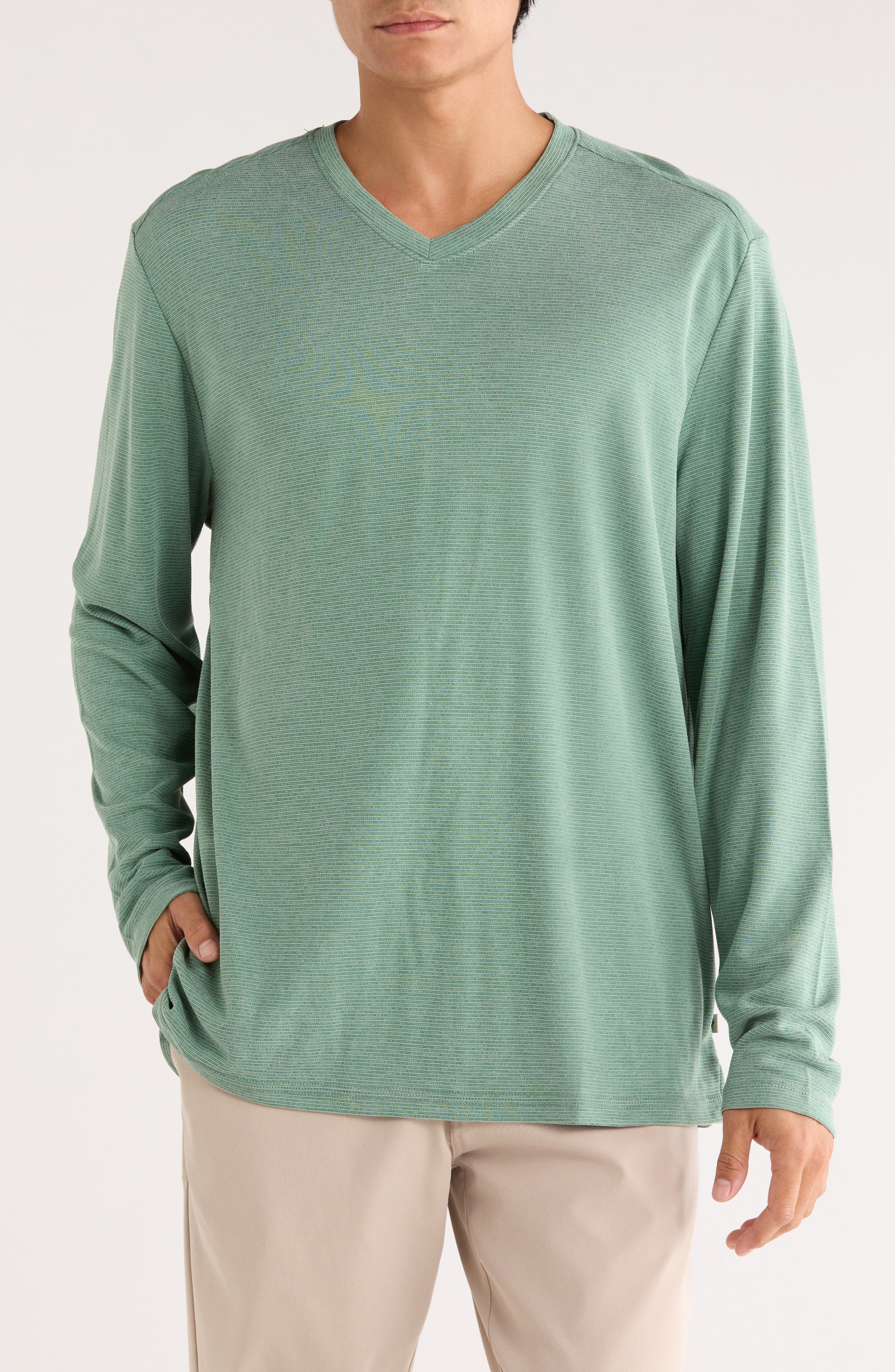 Tommy Bahama Tranquil Bay Stripe V-Neck Long Sleeve T-Shirt