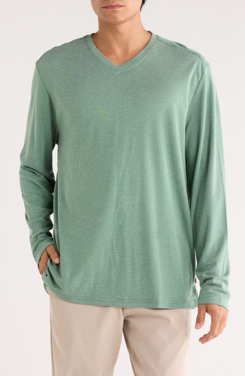 Tranquil Bay Stripe V-Neck Long Sleeve T-Shirt