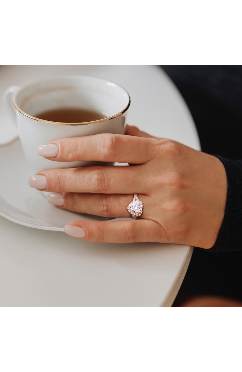 Julianna B. 3ct D.E.W. Moissanite Heart Halo Ring, Alternate, color, Sterling Silver