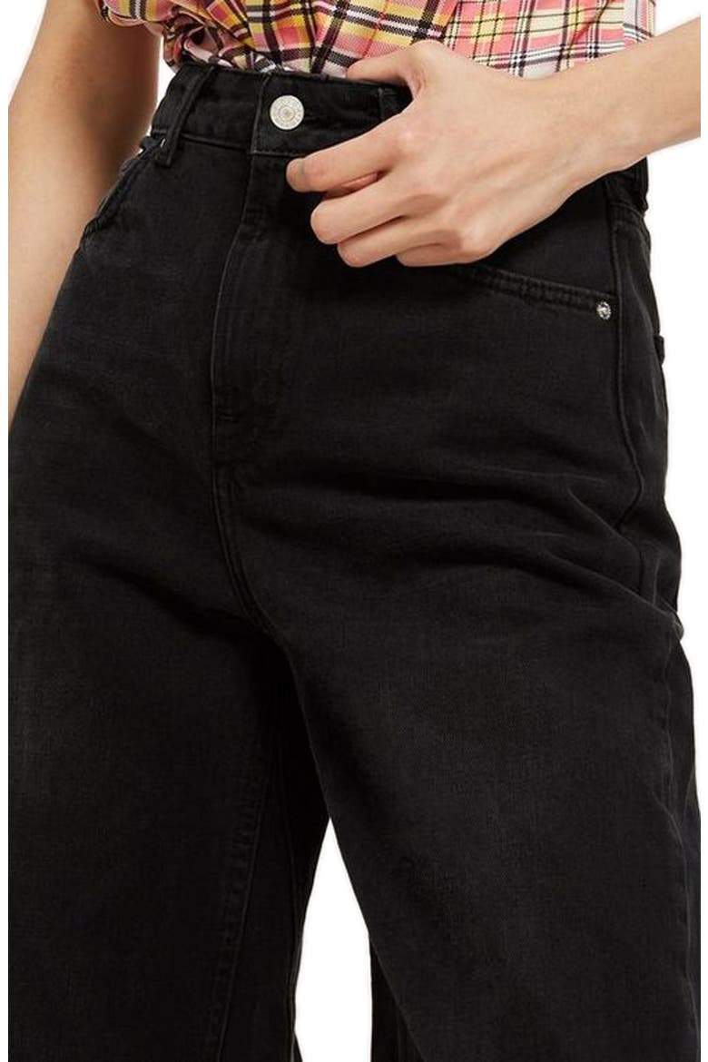 High Waist Wide Leg Crop Jeans, Alternate, color, WASHED BLACK