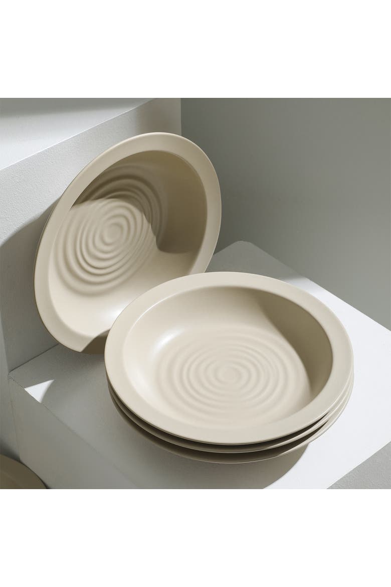 Orbit Stoneware 4-Piece Pasta Bowl Set, Alternate, color, Beige