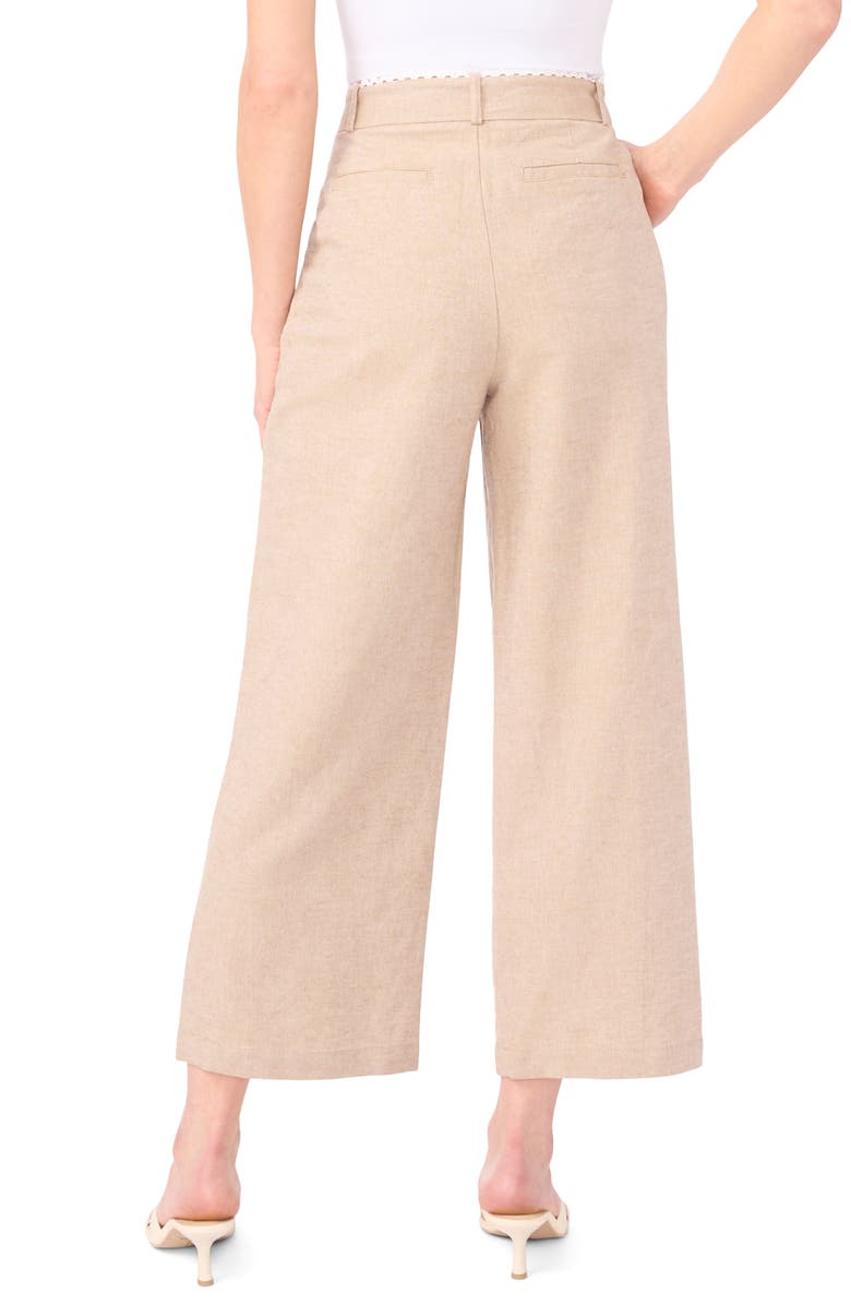 CeCe Bow Tie Waist Ankle Wide Leg Pants, Alternate, color, Toffee
