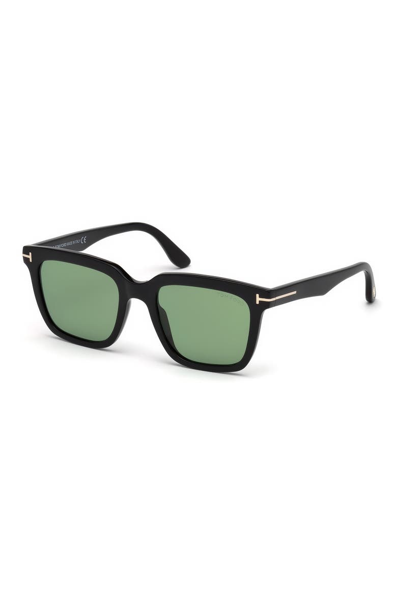56mm Round Sunglasses, Alternate, color, SHINY BLACK / GREEN