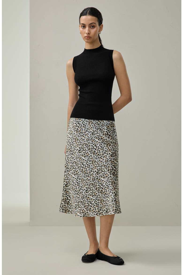 Leopard Print Bias Cut Silk Skirt, Alternate, color, Dawn Leopard