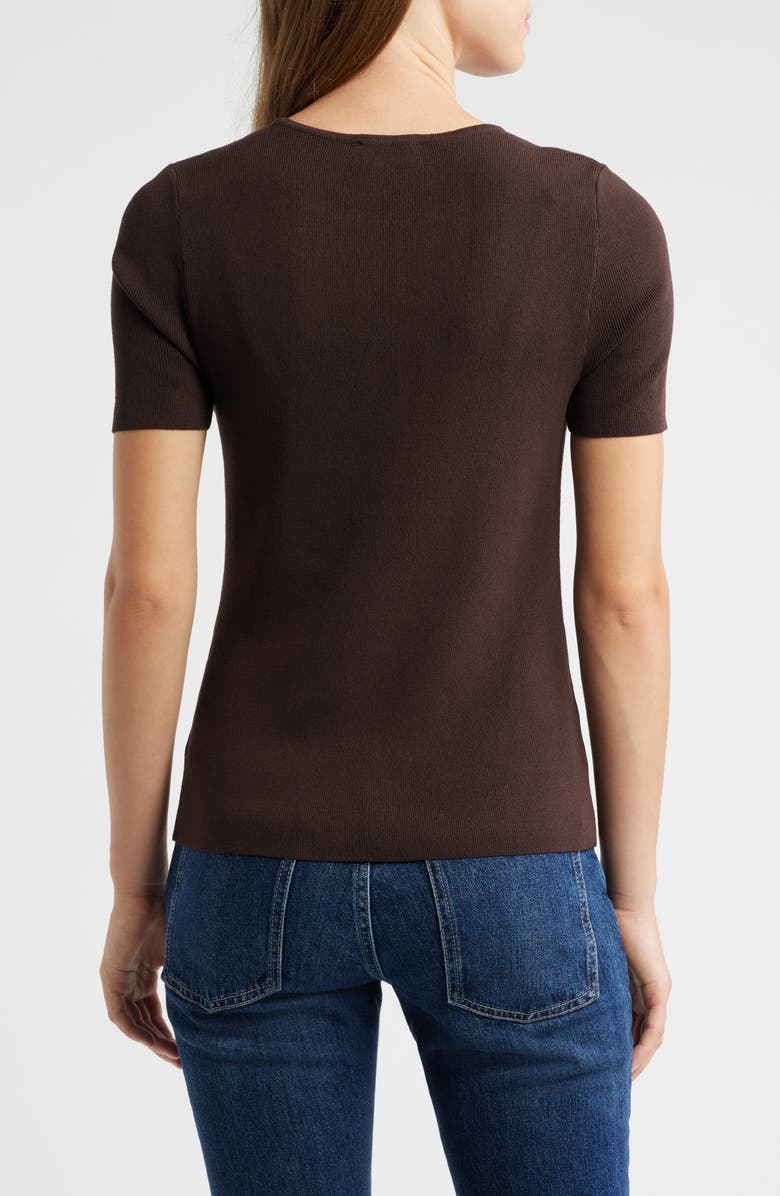 Tahari ASL Short Sleeve Sweater, Alternate, color, Espresso