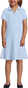 Lands' End School Uniform Girls Short Sleeve Mesh Pleated Polo Dress