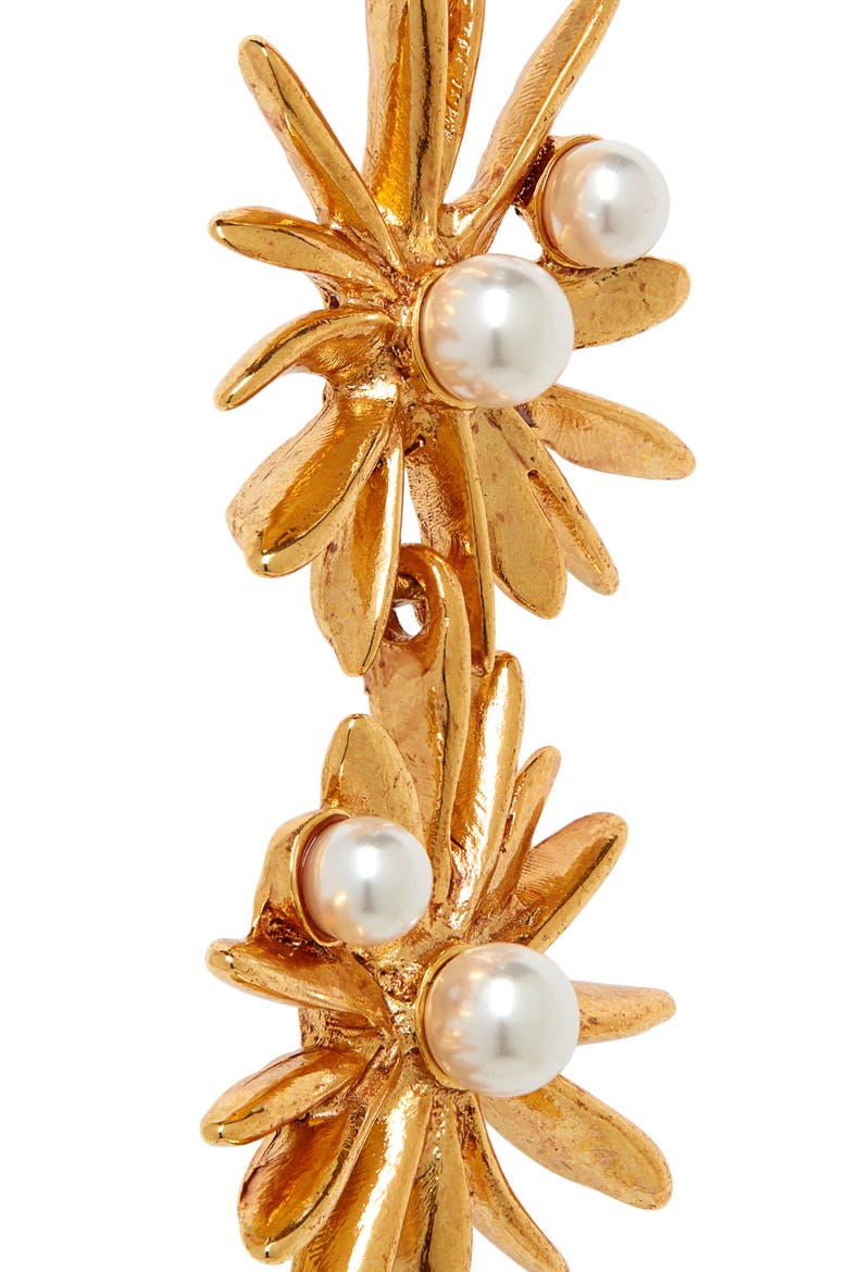 Imitation Pearl Starburst Drop Earrings, Alternate, color, GOLD