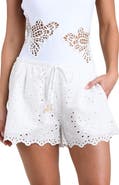 L'AGENCE Monstera Eyelet Cove Cotton Cover-Up Shorts