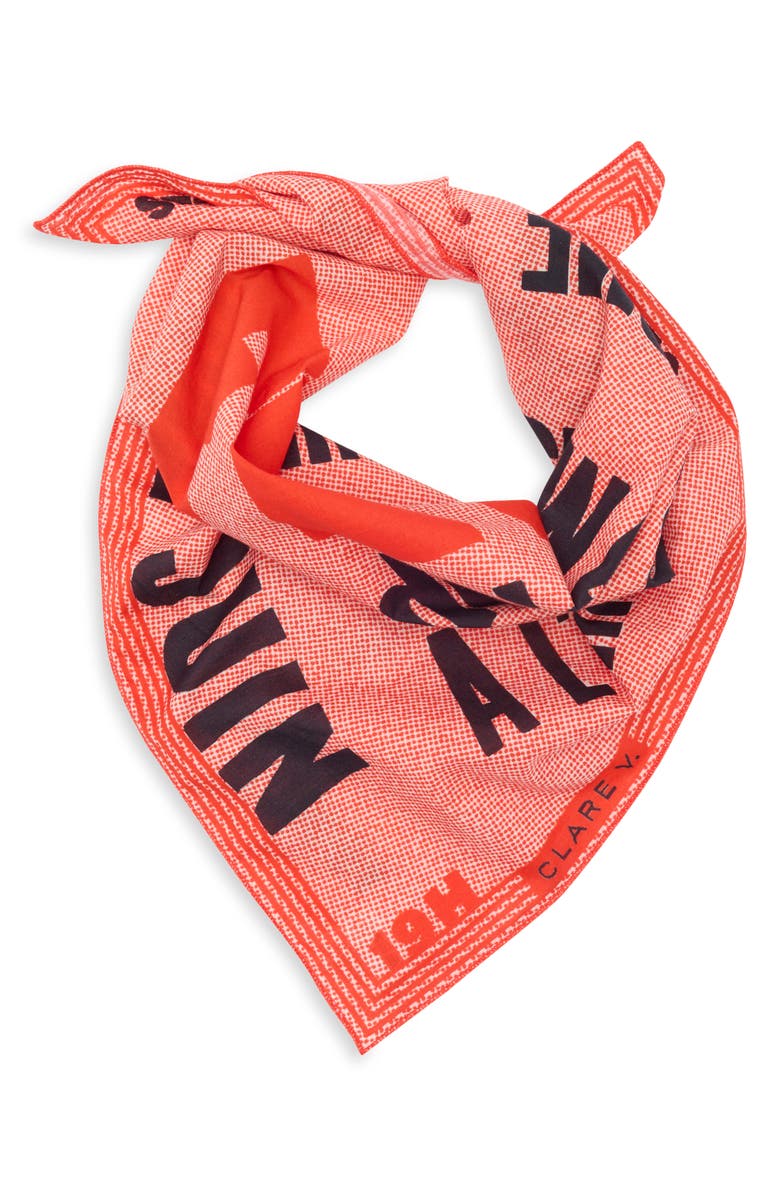 Clare V. Cotton Graphic Bandana, Alternate, color, Poppy/Black Fete De La Musique