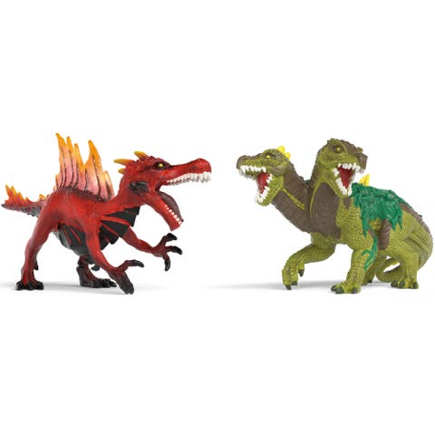 Eldrador Creatures, Fire Dinosaur vs Jungle Lizard, 2 Figurines, 6+