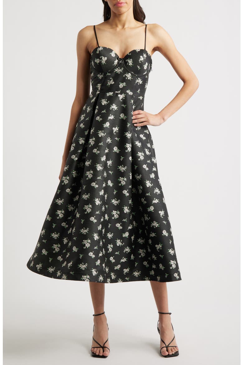 Quinn Floral Midi Cocktail Dress, Main, color, BLACK MULTI