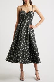 Lulus Quinn Floral Midi Cocktail Dress